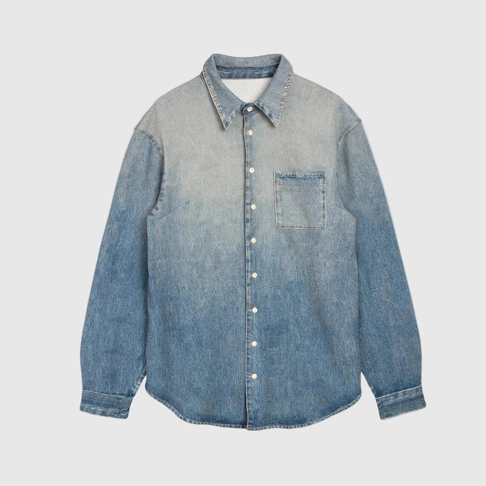 Blue denim shirt on a white background