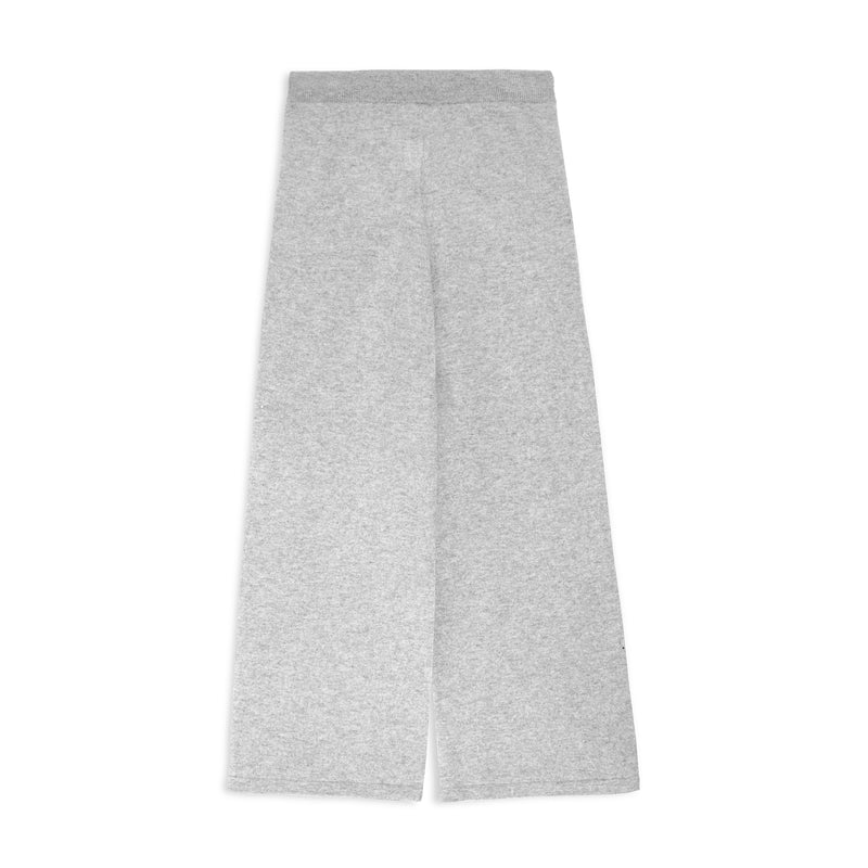 Light gray heathered wide-leg sweatpants shown flat against a solid white background.