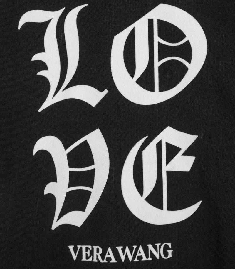 A detailed shot of the 'LOVE VERA WANG' spell-out logo.