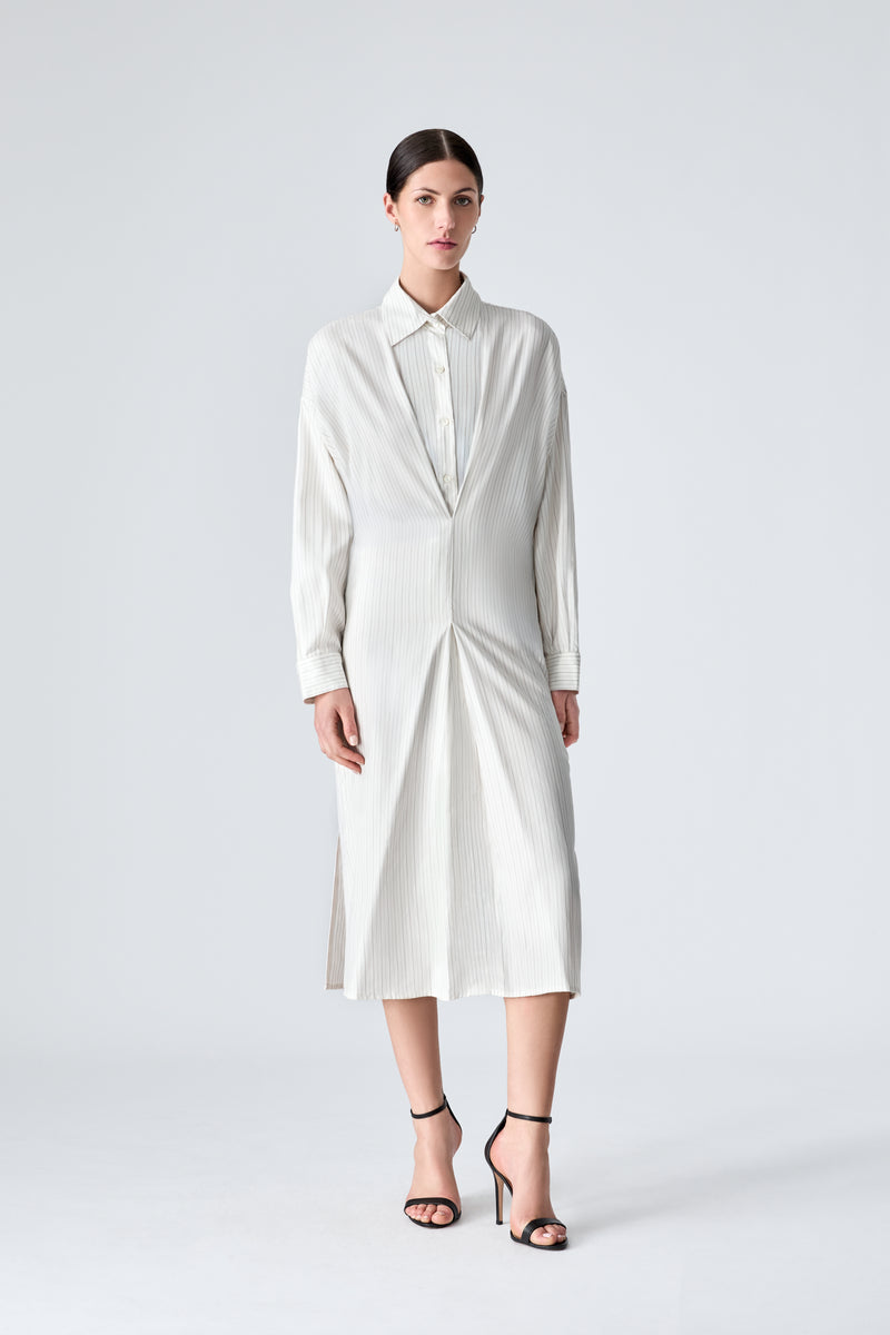 Displays a model wearing the White 'Vera Wang' branded dress