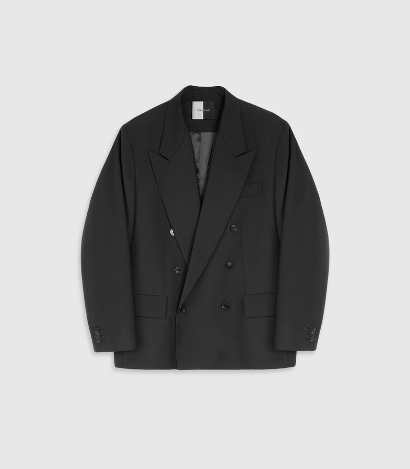 Black blazer on a light gray background