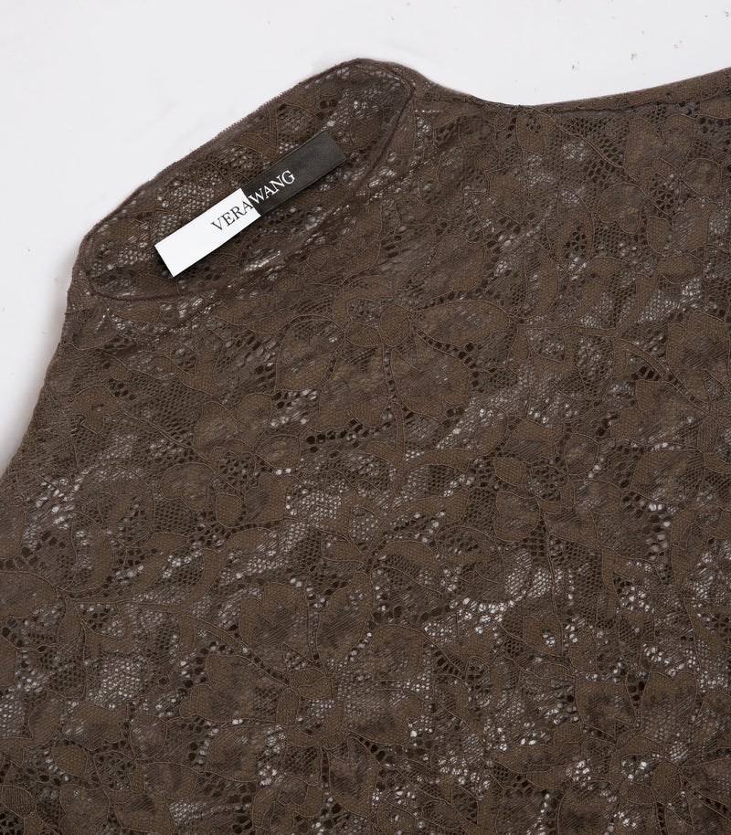 Orla Turkish Coffee Lace Polo Neck Top
