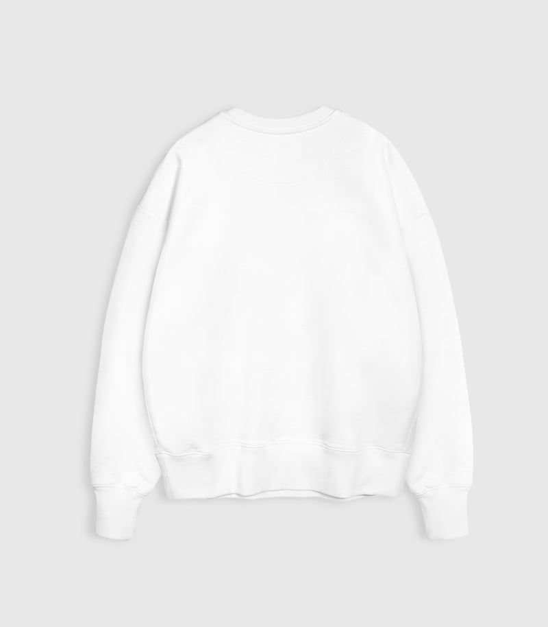 White sweatshirt on a light gray background
