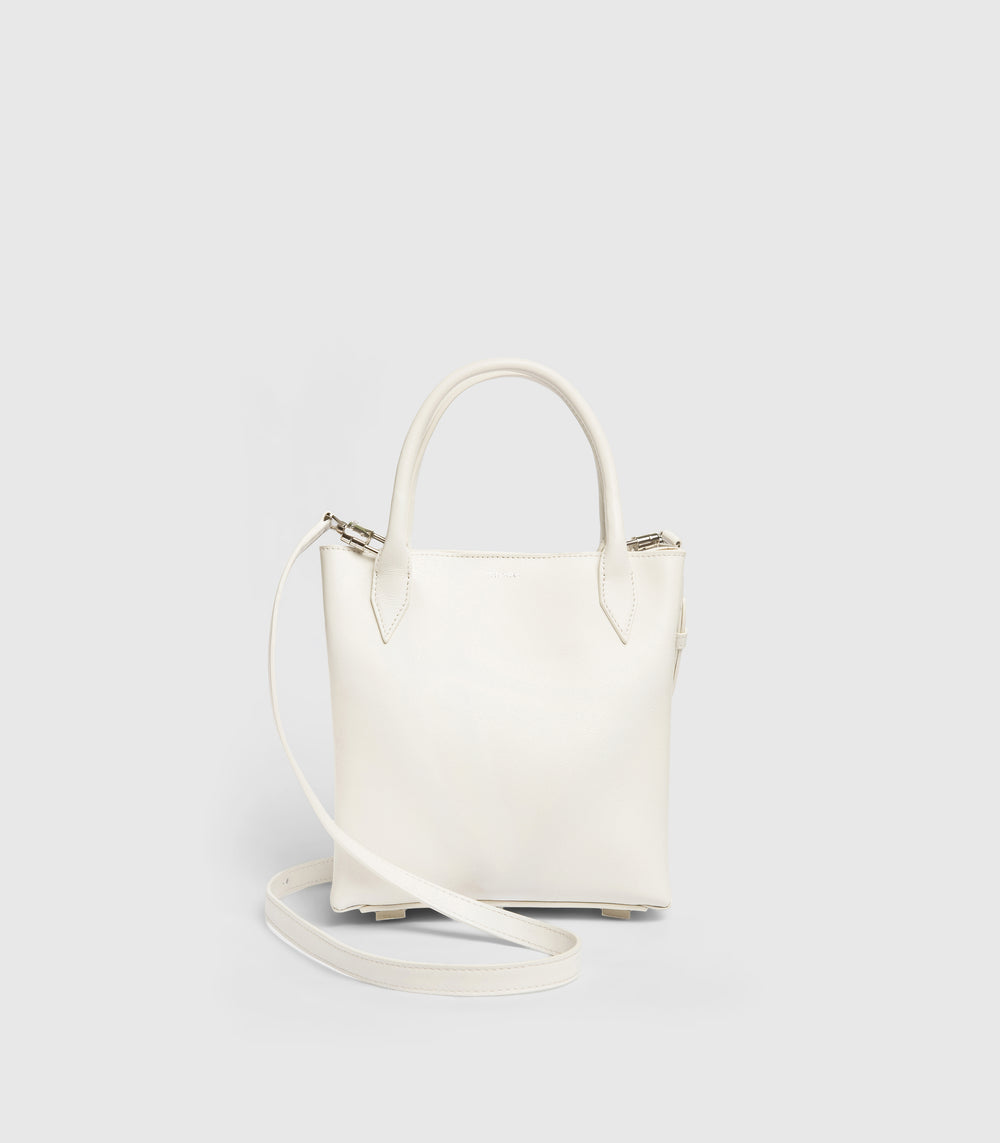 Mini Ivory Italian Leather Tote Bag