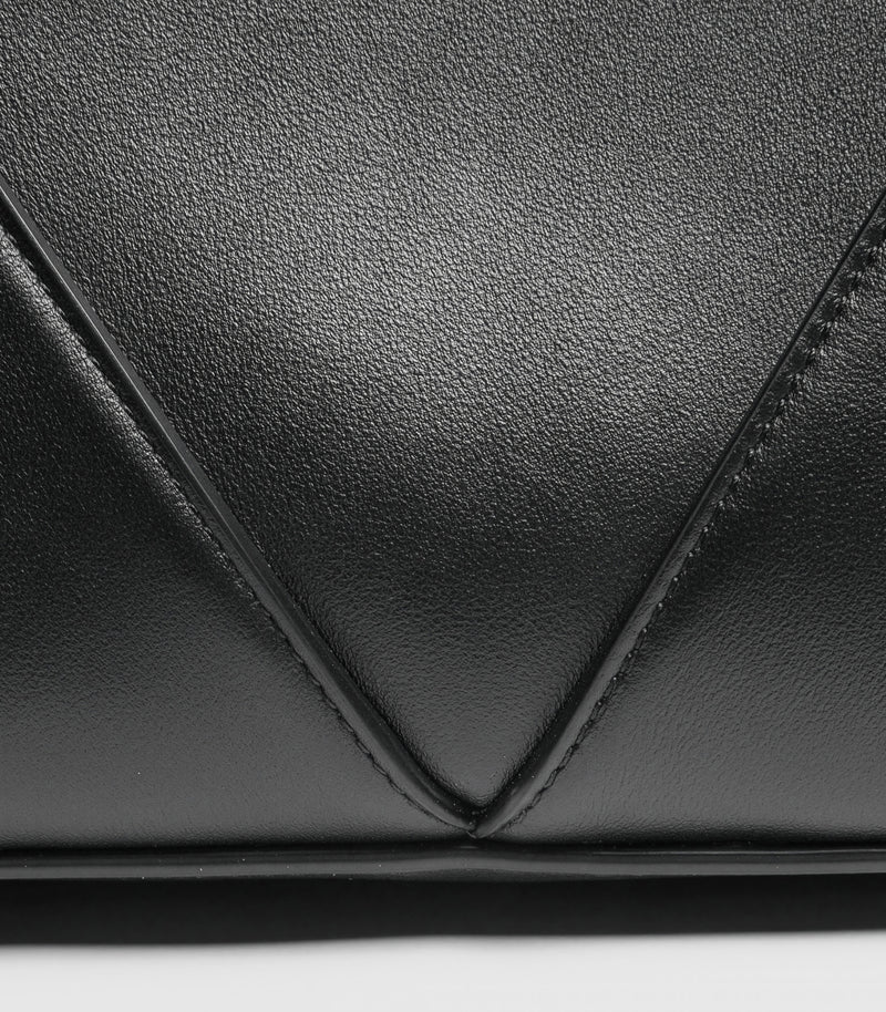 Medium Black Italian Leather Tote Bag
