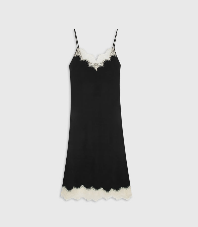 Cadence Black and Ivory Slip Dress