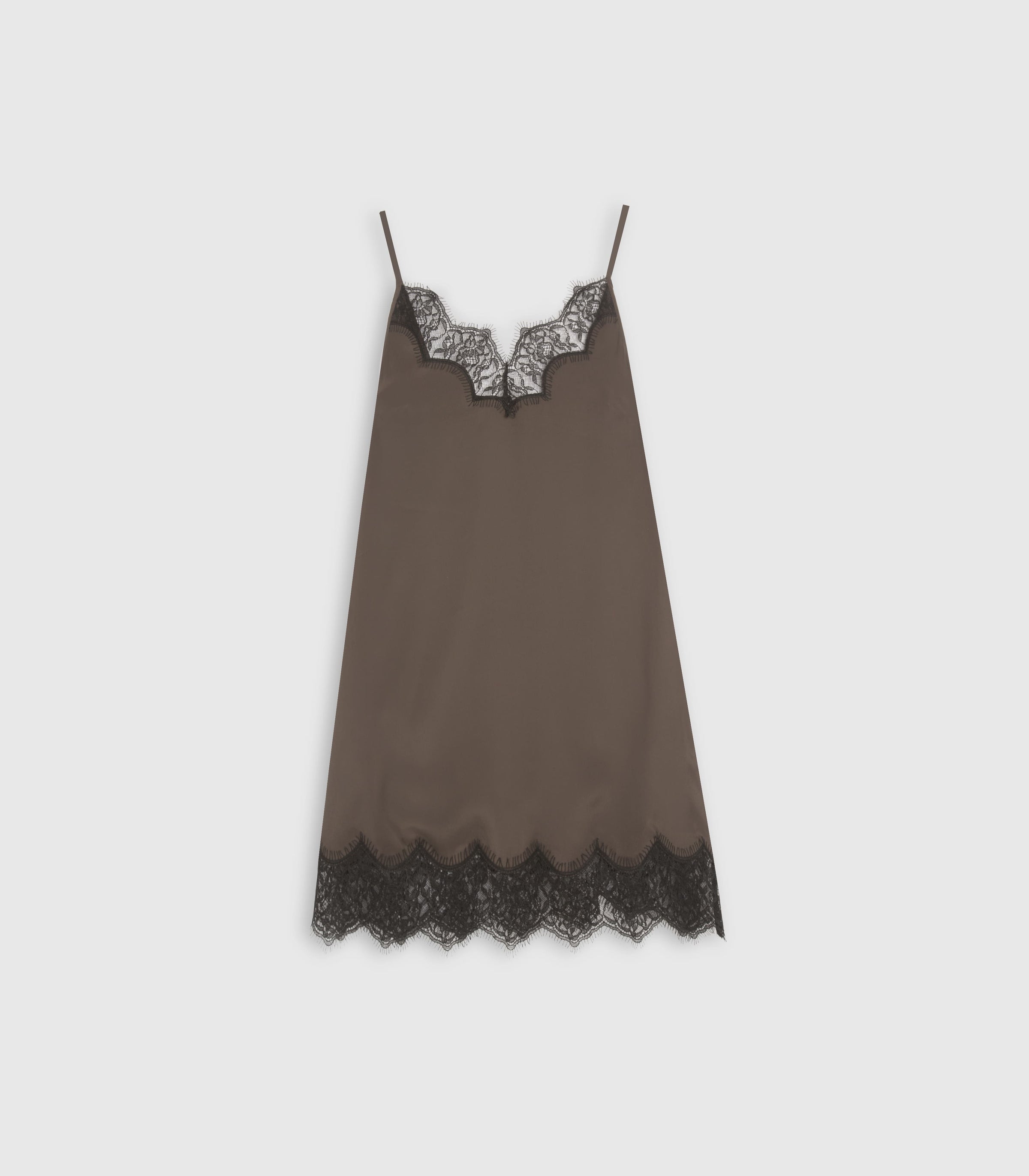 Sibel Turkish Coffee Lace Slip Dress