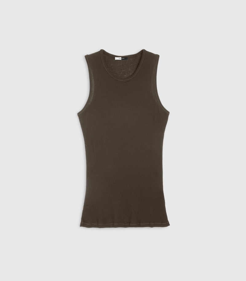 Displays the Tessa Turkish Coffee 'Vera Wang' branded Tank Top
