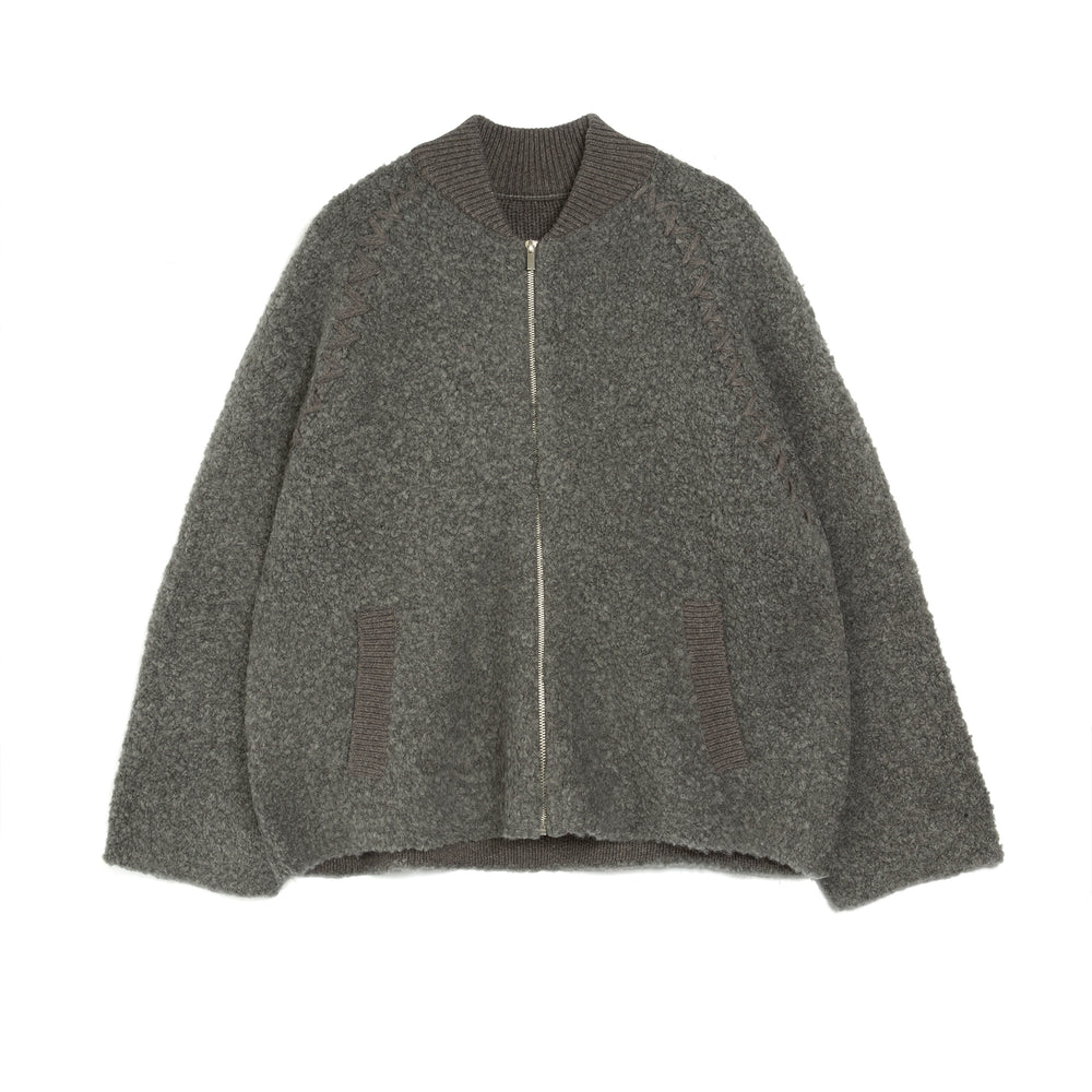 Viola Varsity Jacket F43 Boucle Knitwear Charcoal