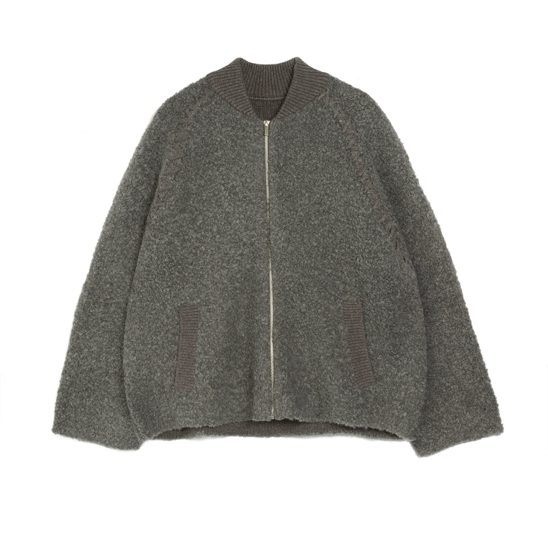 Viola Varsity Jacket F43 Boucle Knitwear Charcoal